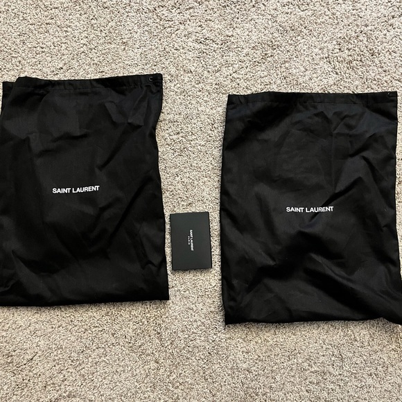 Saint Laurent Black Opyum 110 Patent Leather Monogram Heel  Saint Laurent Black Leather YSL Logo Heel Ankle Boots